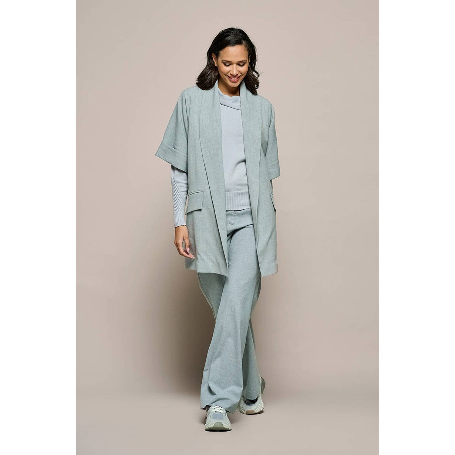 Mart Visser high waist straight fit broek Rosely grijs