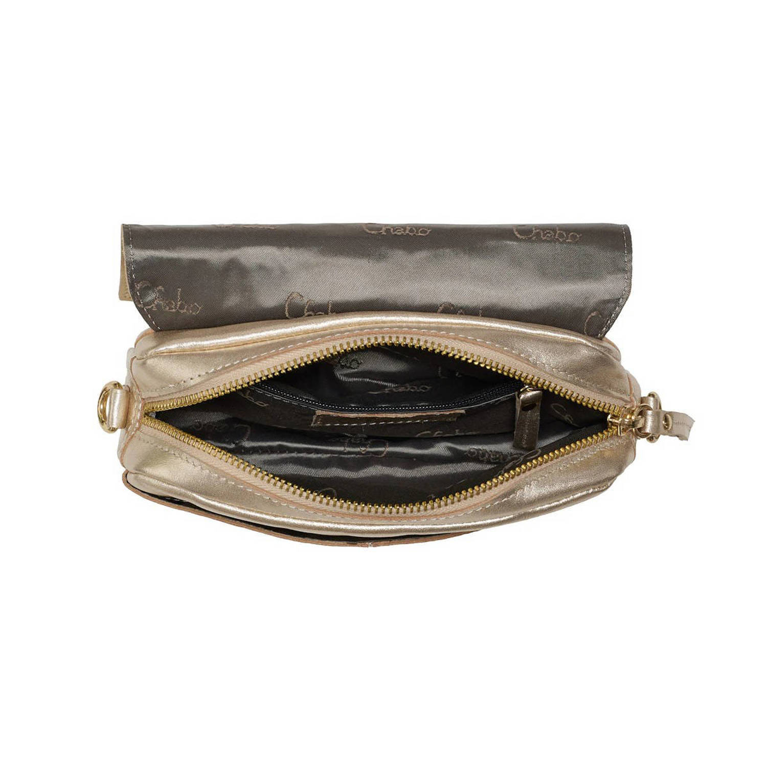 Chabo Bags leren crossbody tas Rio Romy goudkleurig