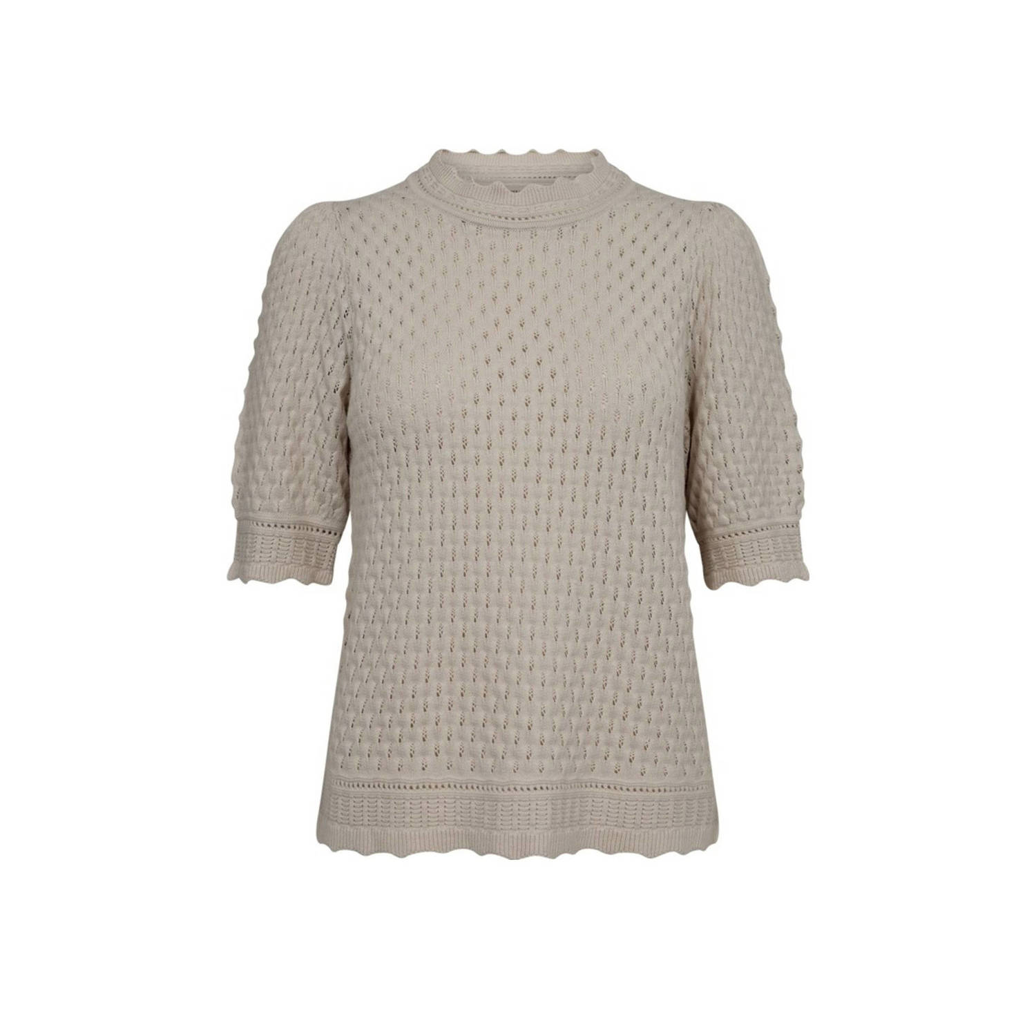 Freequent Moonbeam Pullover met korte pofmouwen Beige Dames