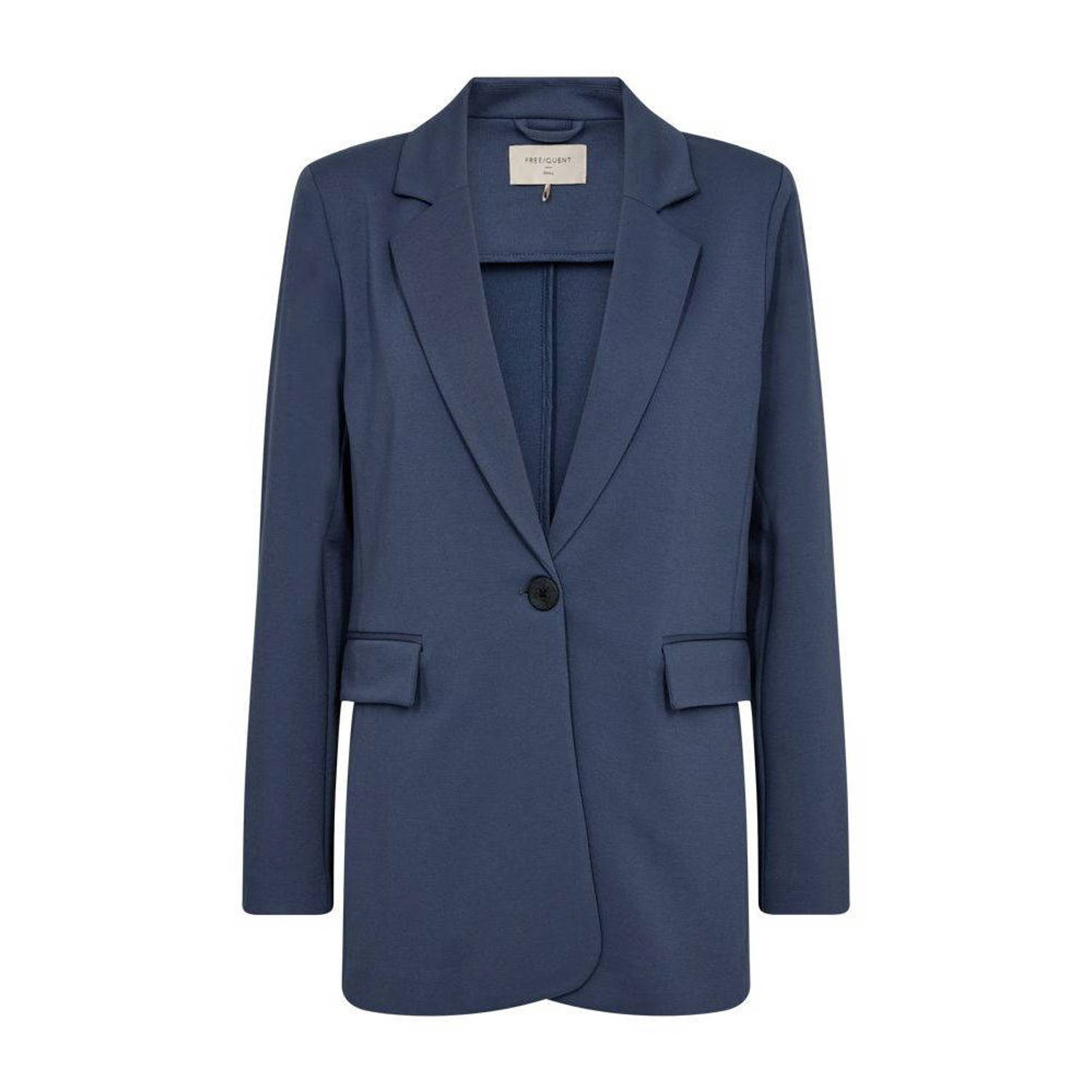 Freequent Indigo Blazer met Brede Revers Blue Dames