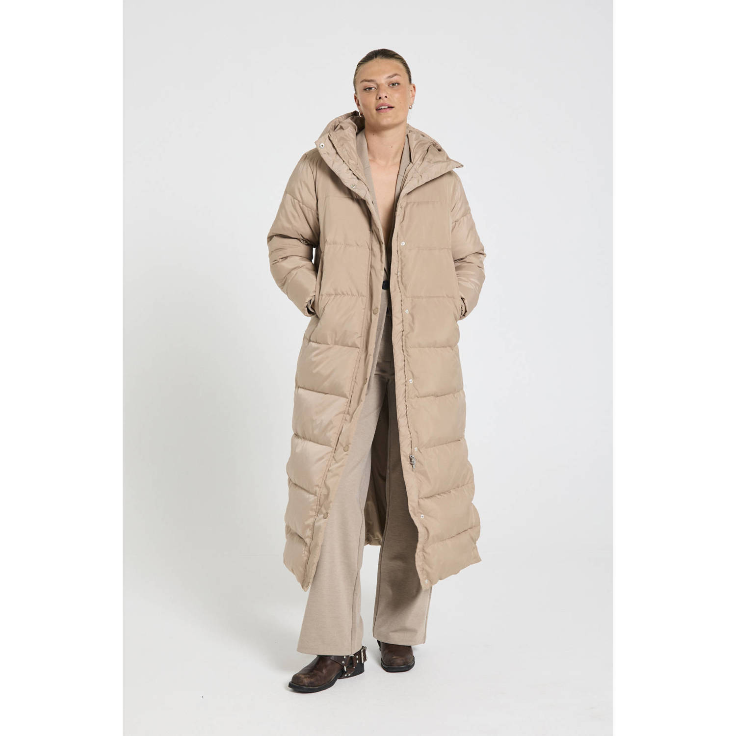 FREEQUENT gewatteerde winterjas taupe