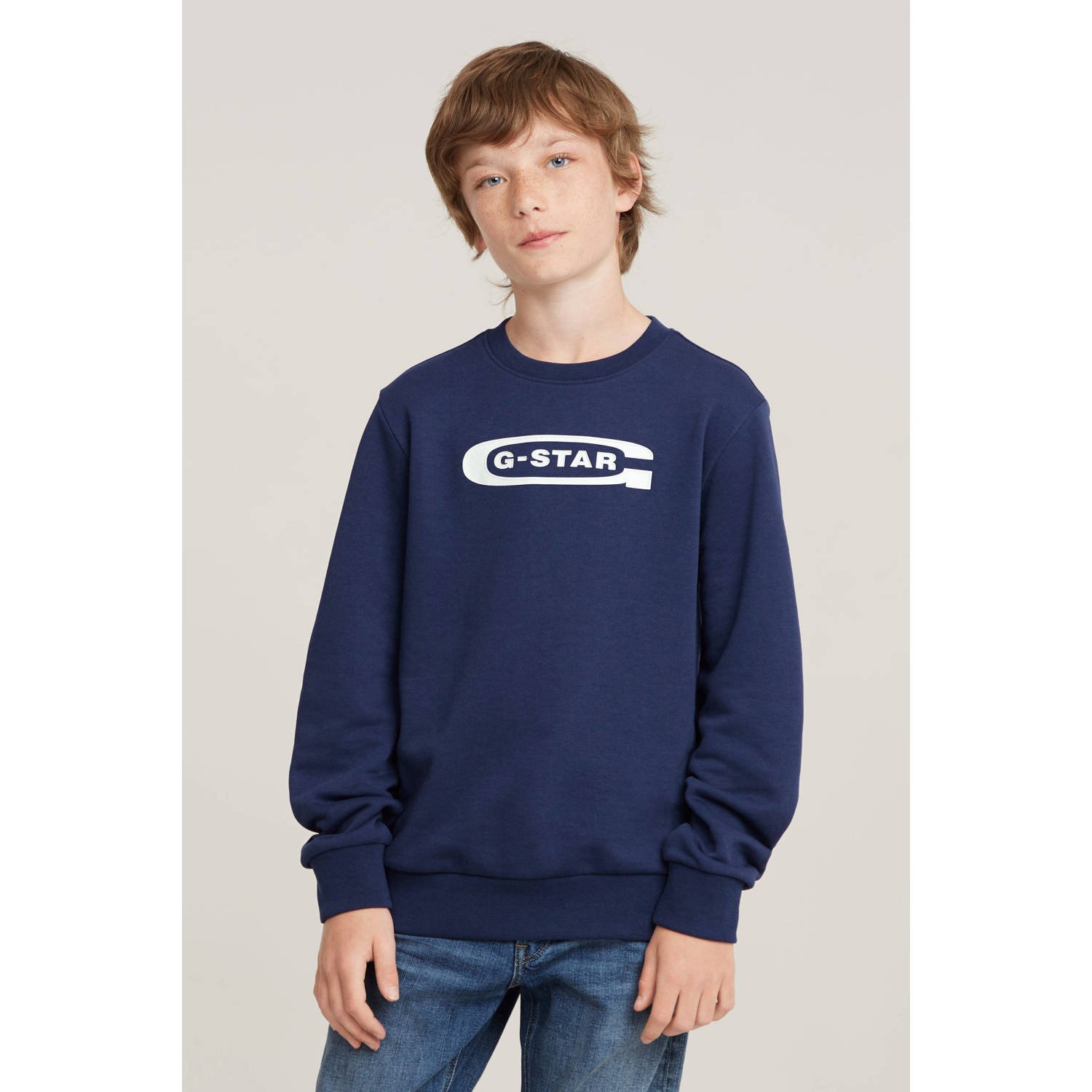 G-Star RAW Jongens Sweater Unbrushed Donkerblauw jongens