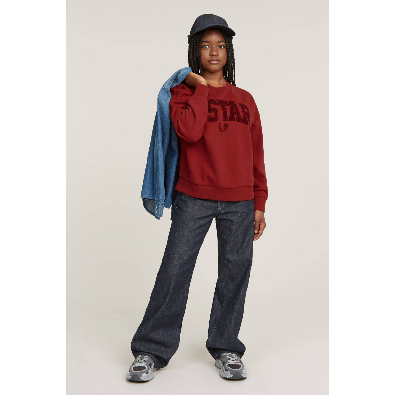 G-Star Raw sweater ub rood Meisjes Katoen Ronde hals Effen 116