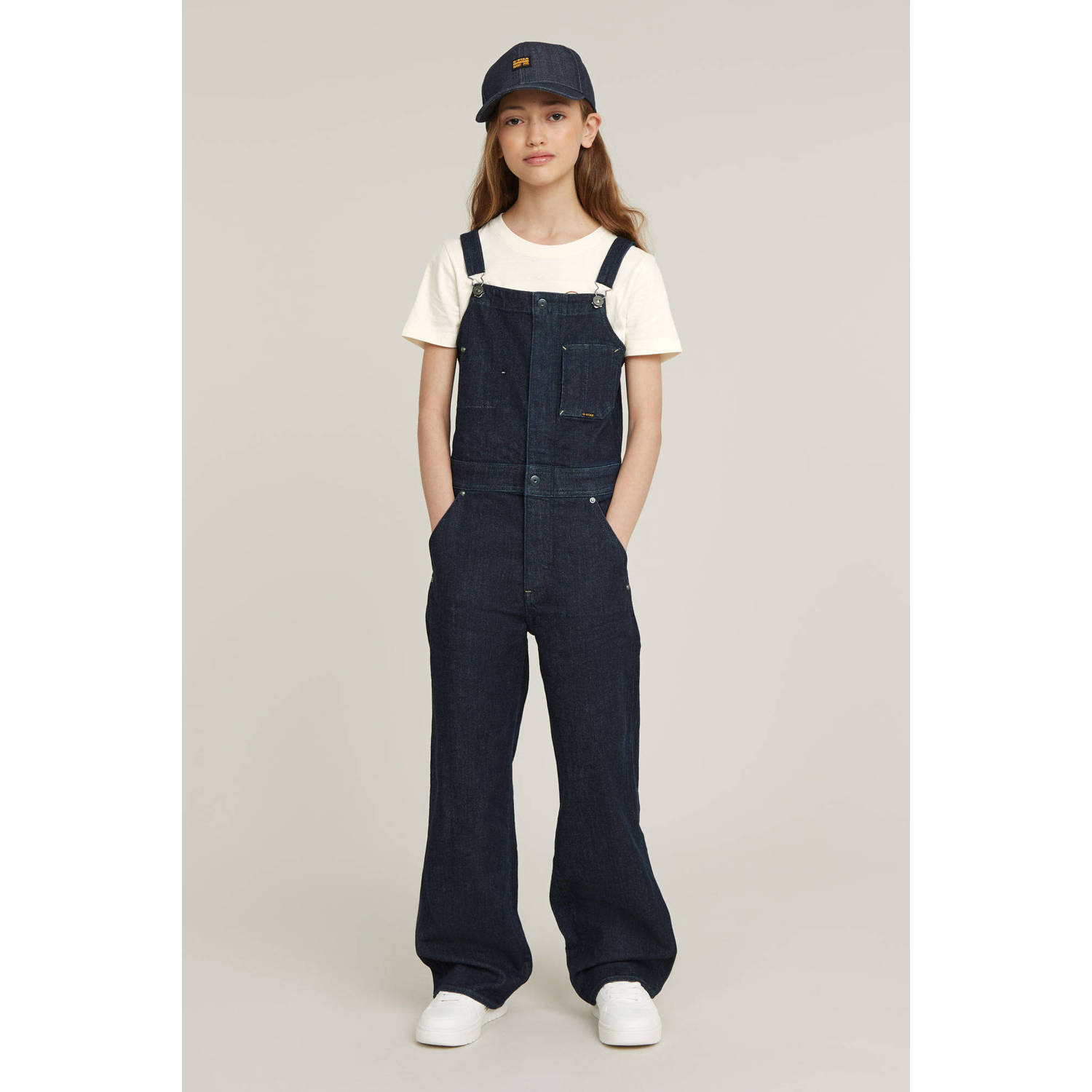 G-Star RAW Meisjes Tuinbroek Straight Leg Zip Donkerblauw meisjes