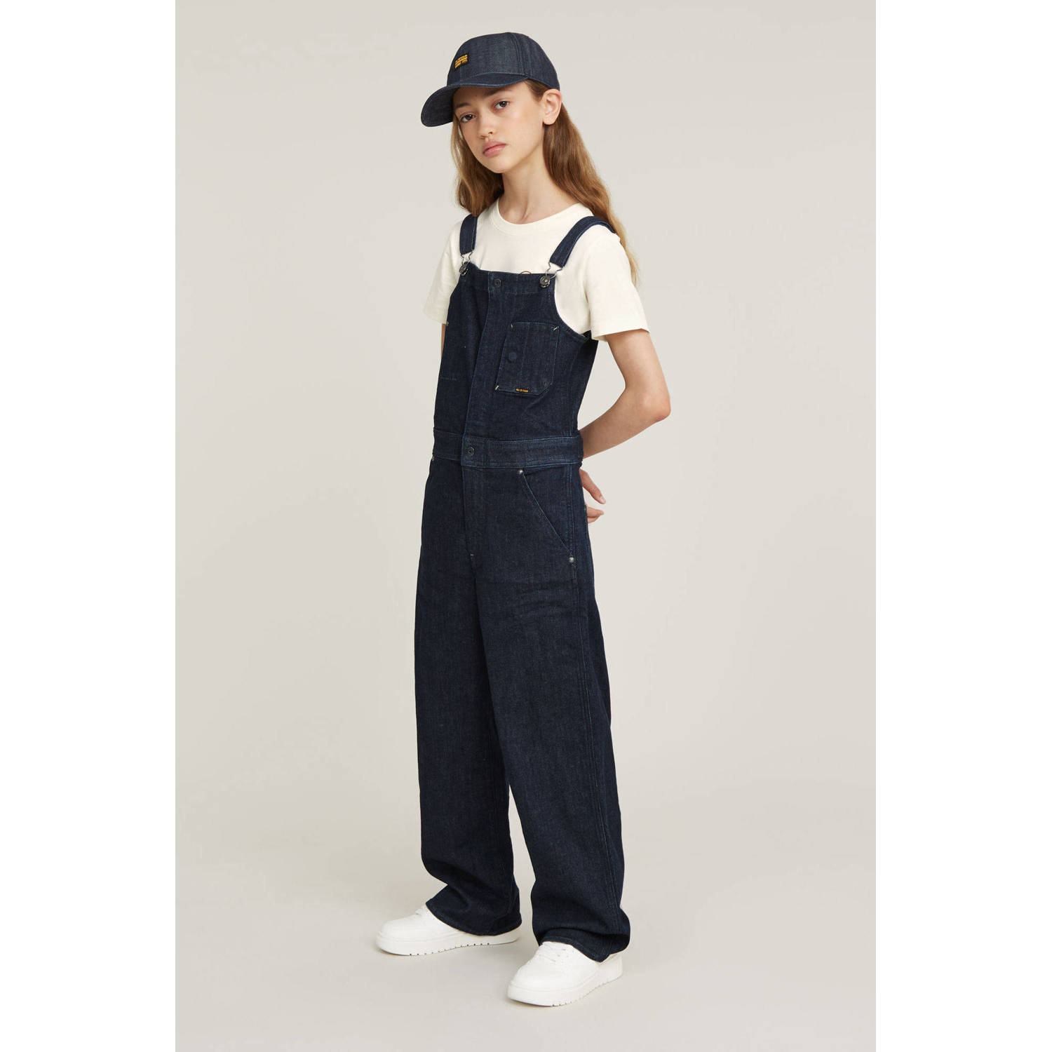 G-STAR loose fit tuinbroek Straight Leg Zip Dungaree rinsed