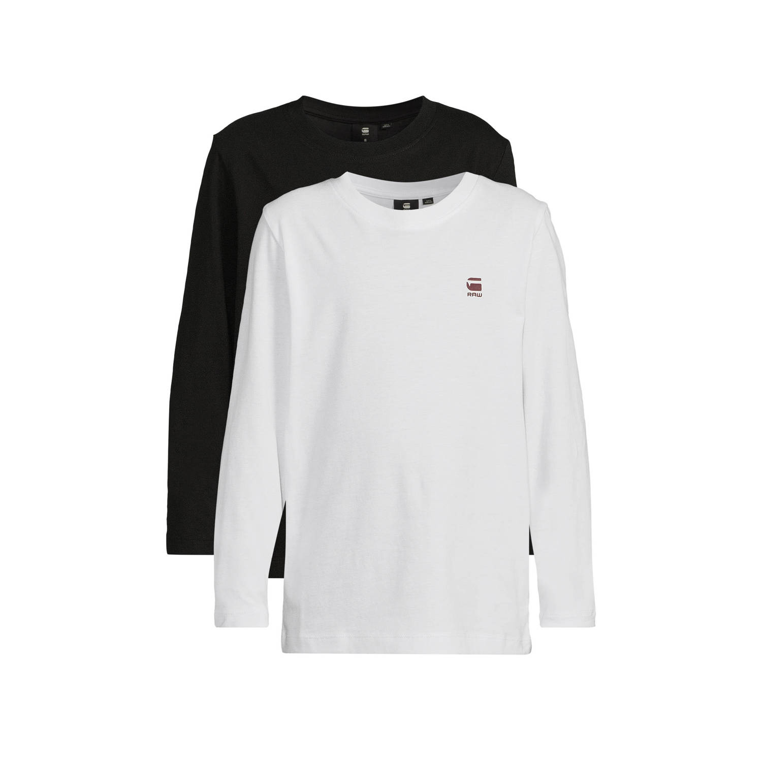 G-Star Raw longsleeve t-shirt l\s regular 2PK 6484dk black Zwart Jongens Katoen Ronde hals 116