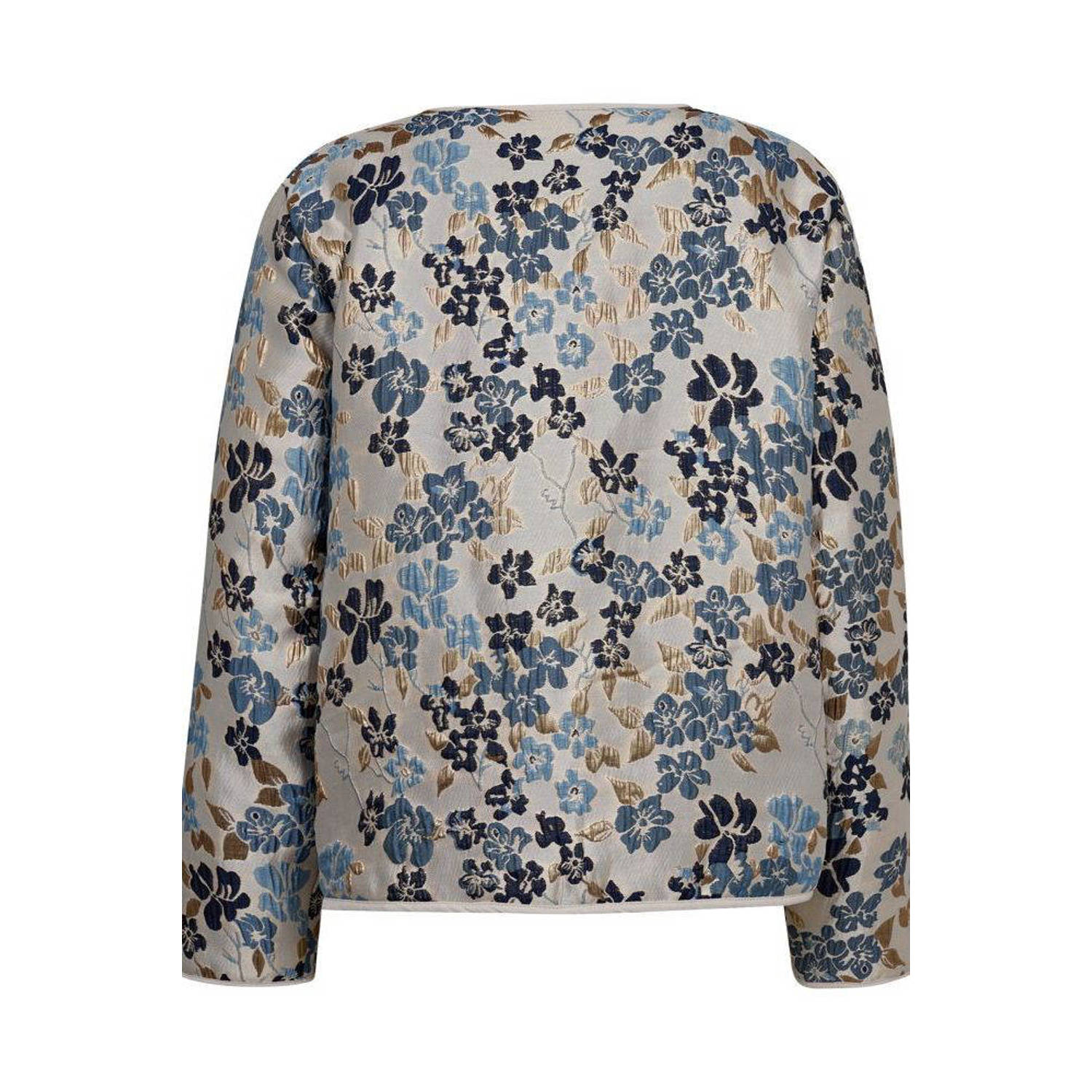 FREEQUENT gebloemd jasje FQFLORA ecru blauw