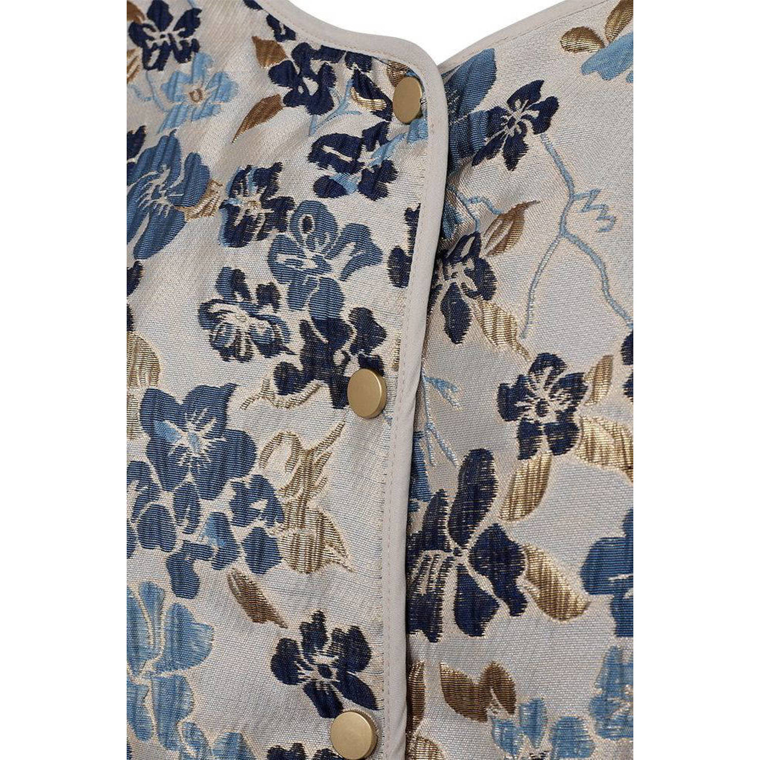 FREEQUENT gebloemd jasje FQFLORA ecru blauw