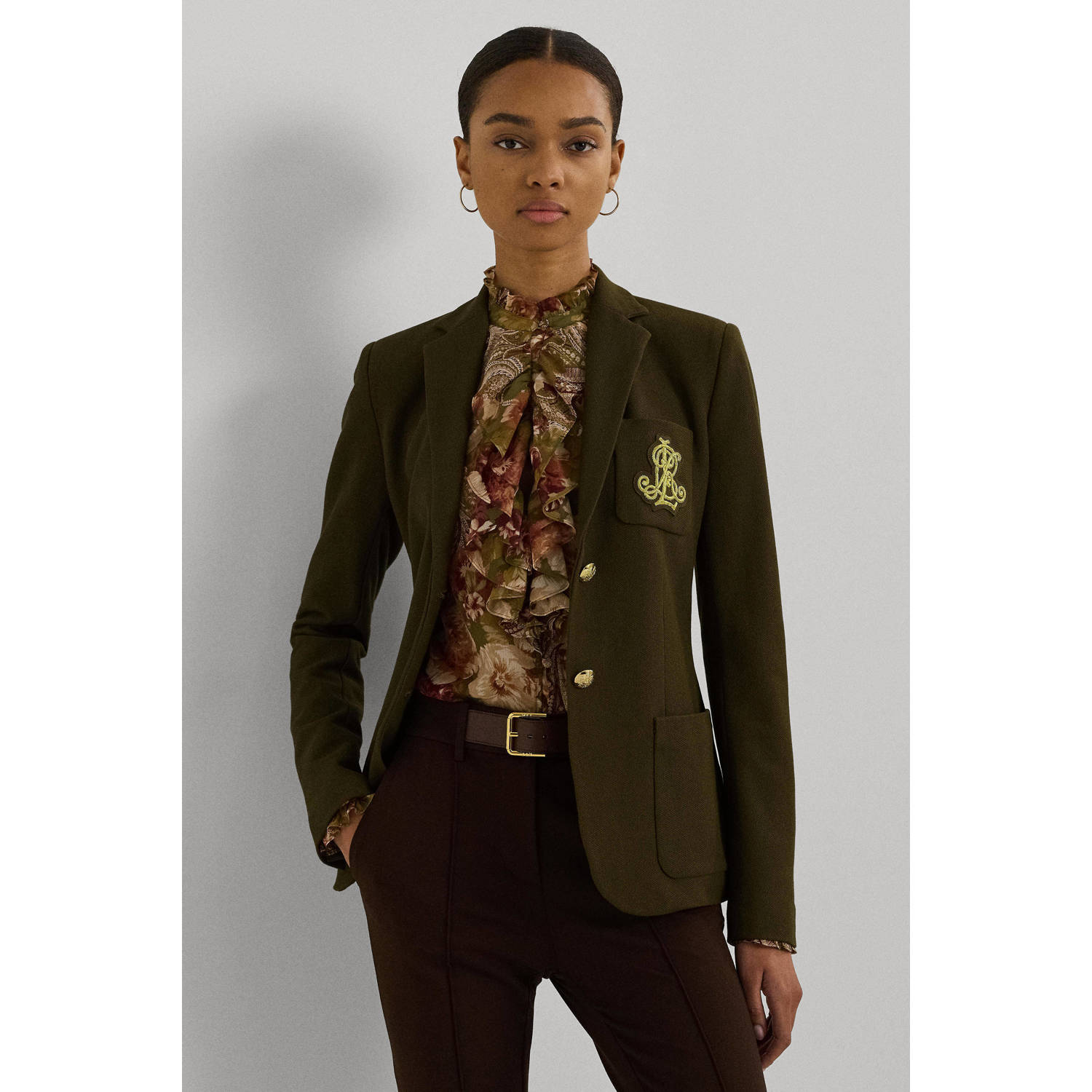 Lauren Ralph Lauren getailleerde blazer met logo groen