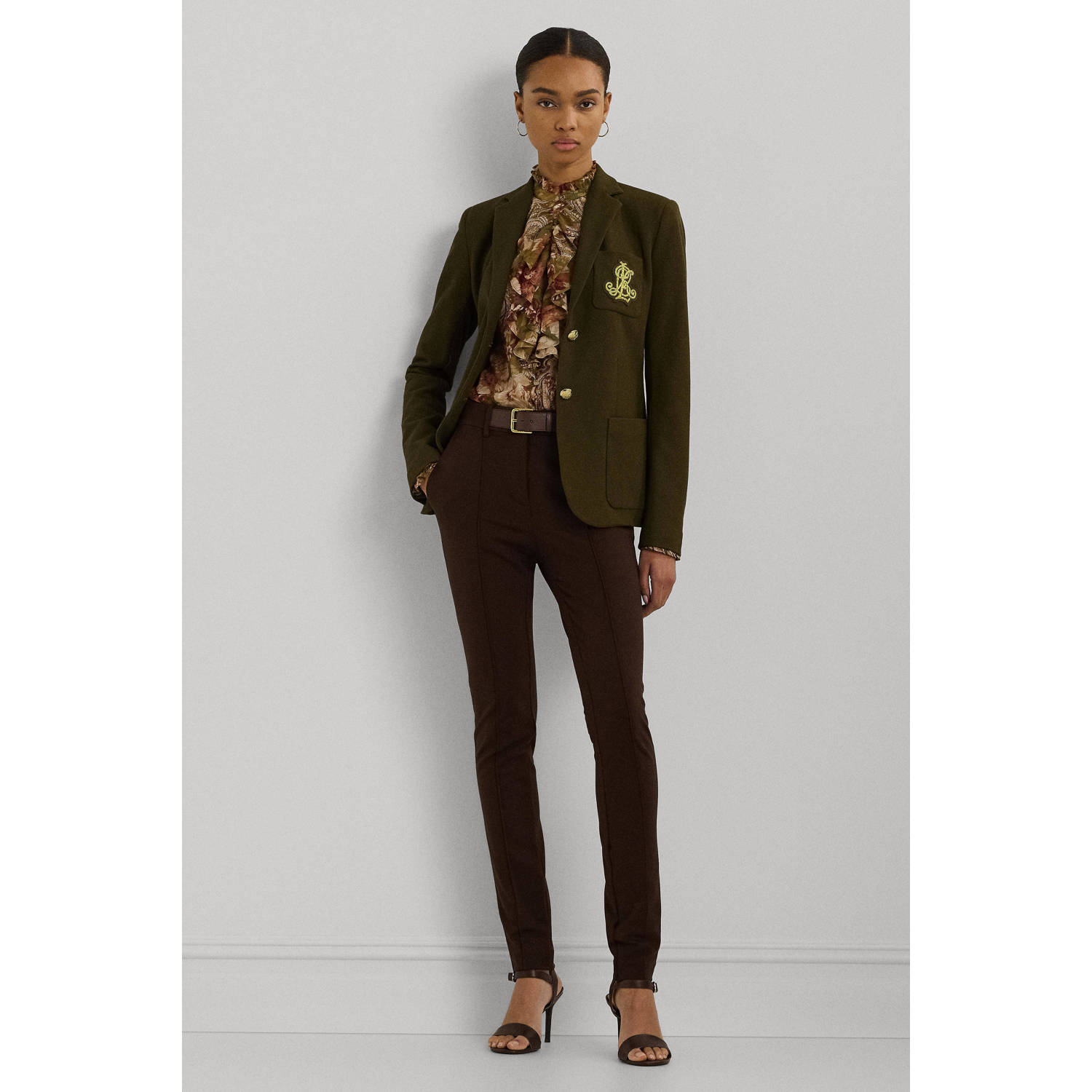 Lauren Ralph Lauren getailleerde blazer met logo groen