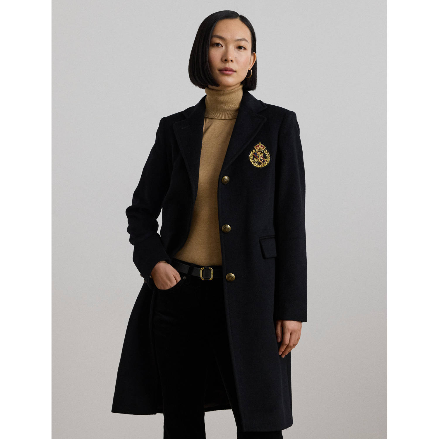 Lauren Ralph Lauren Lange jas met labelstitching en reverskraag