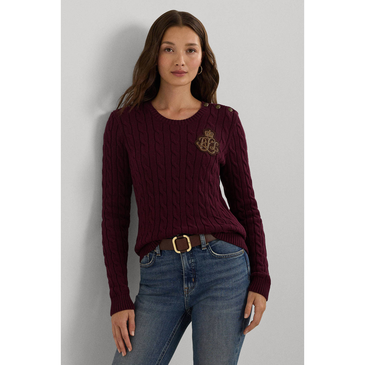 Lauren Ralph Lauren Gebreide pullover met ribboorden model 'MONTIVA'