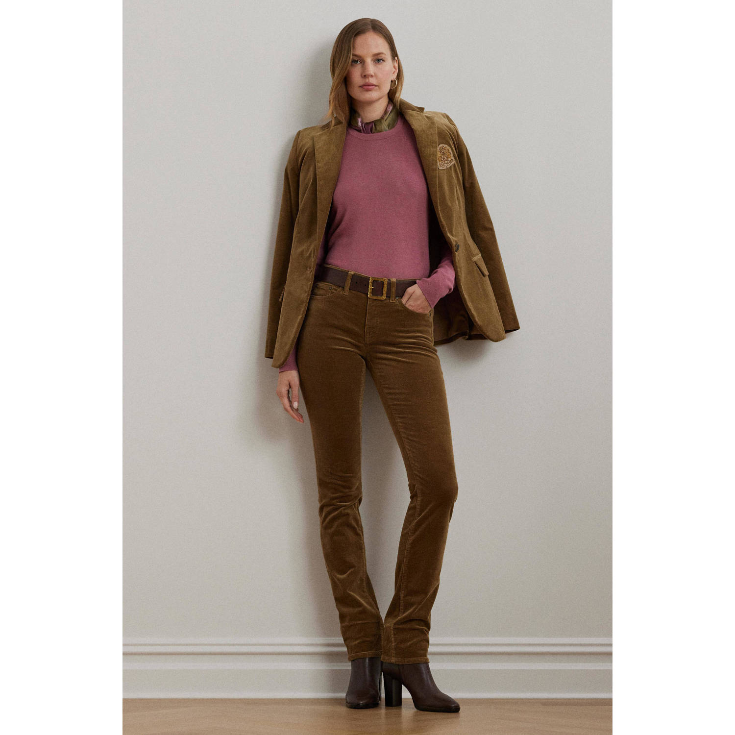 Lauren Ralph Lauren corduroy skinny broek bruin