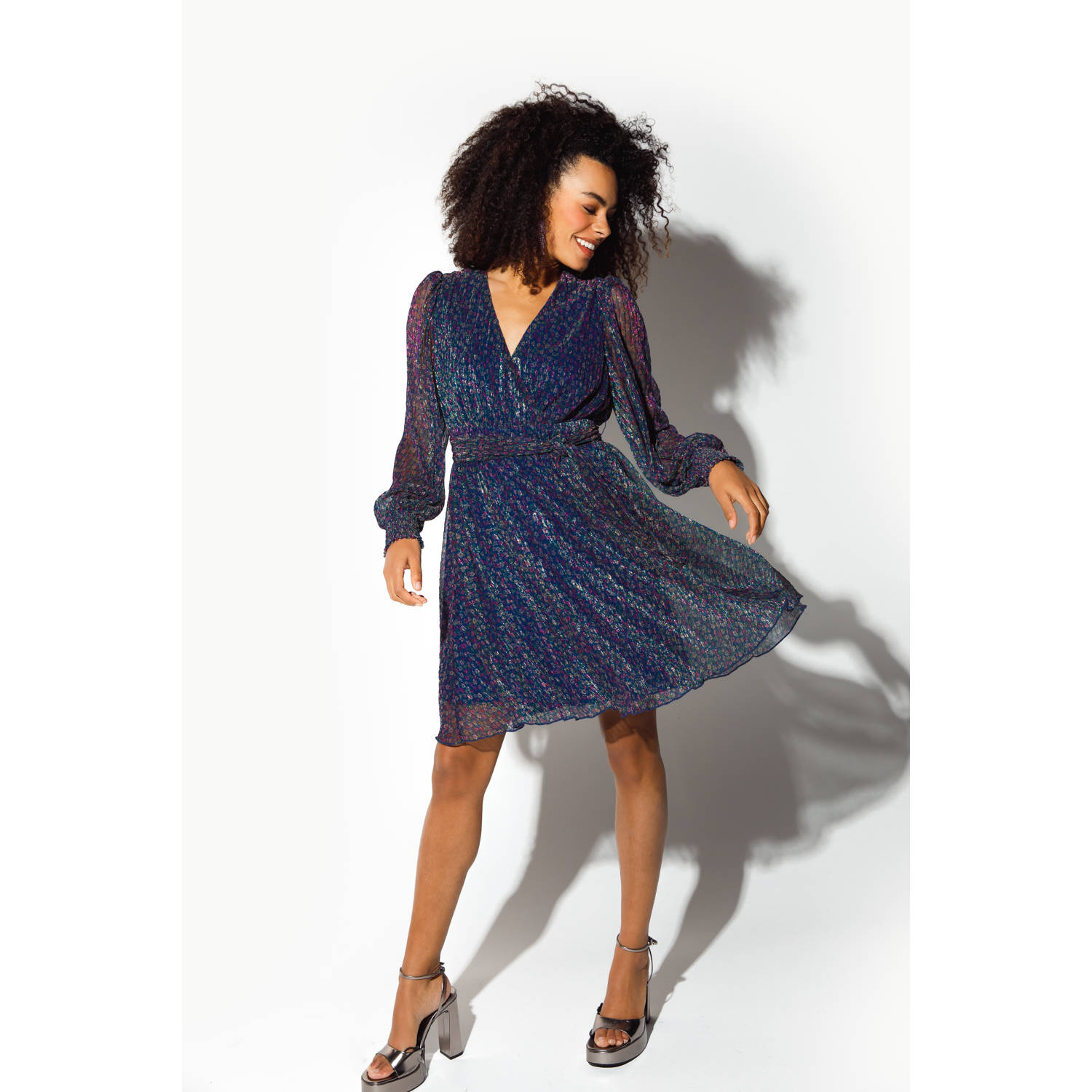 Freebird jurk Dyde donkerblauw multi