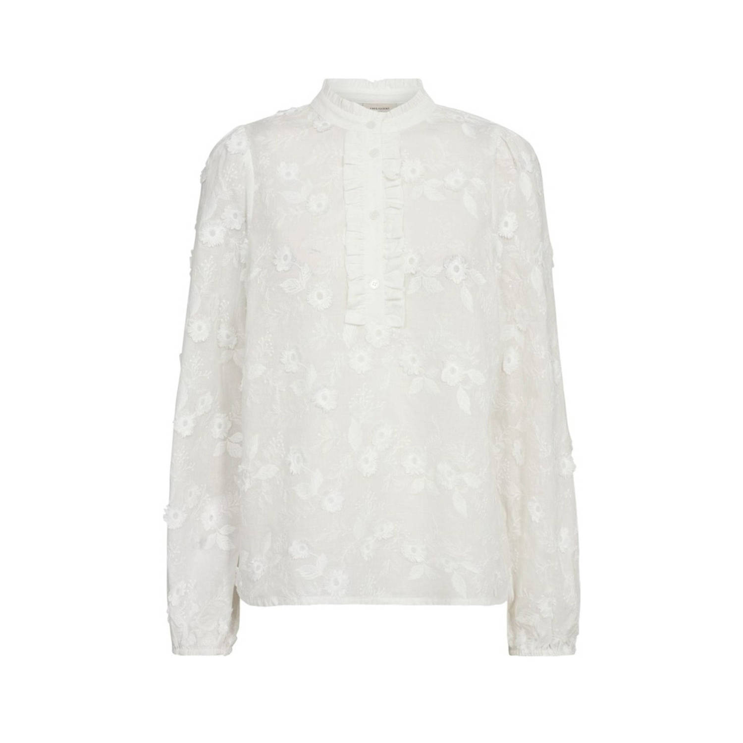 Freequent Geborduurde Off-White Blouse Beige Dames