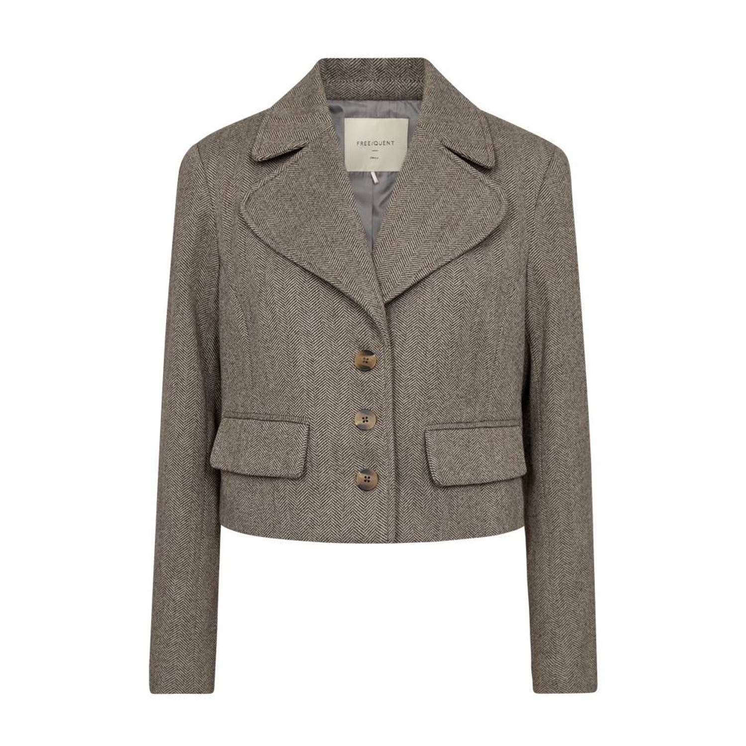Freequent Visgraatpatroon Blazer Jas Gray Dames