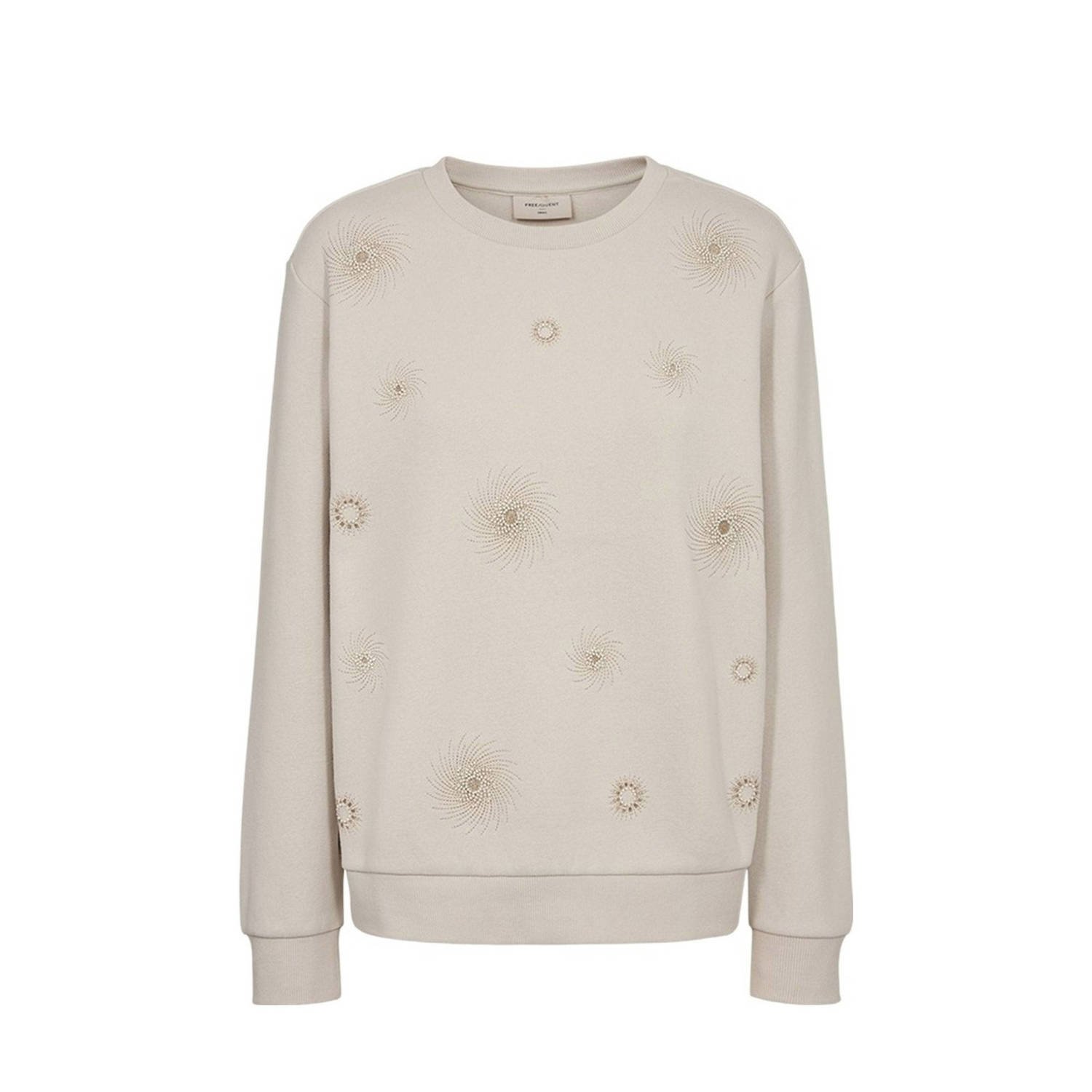 Freequent Beige Geborduurde Trui Beige Dames