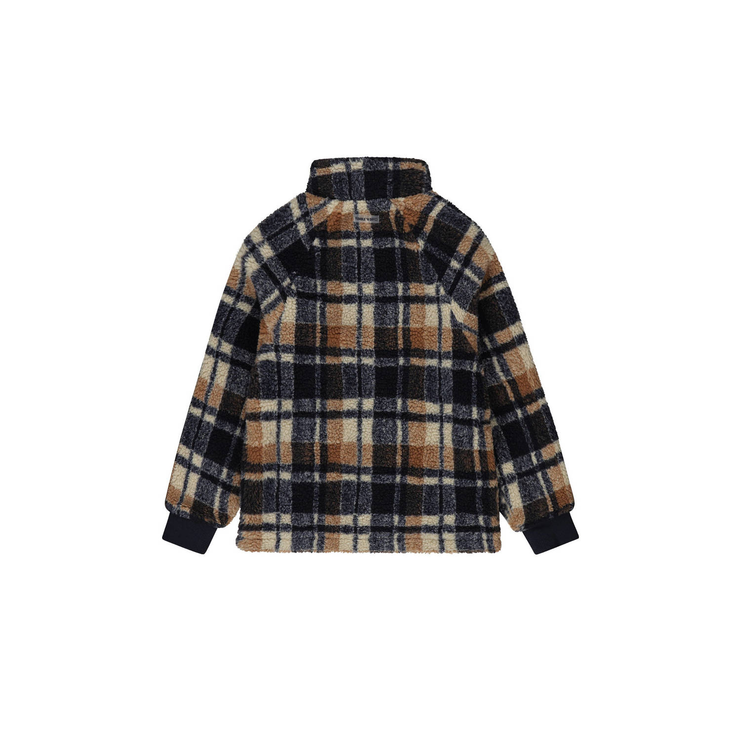 Tumble 'n Dry geruite teddy jas Stuttgart donkerblauw beige bruin