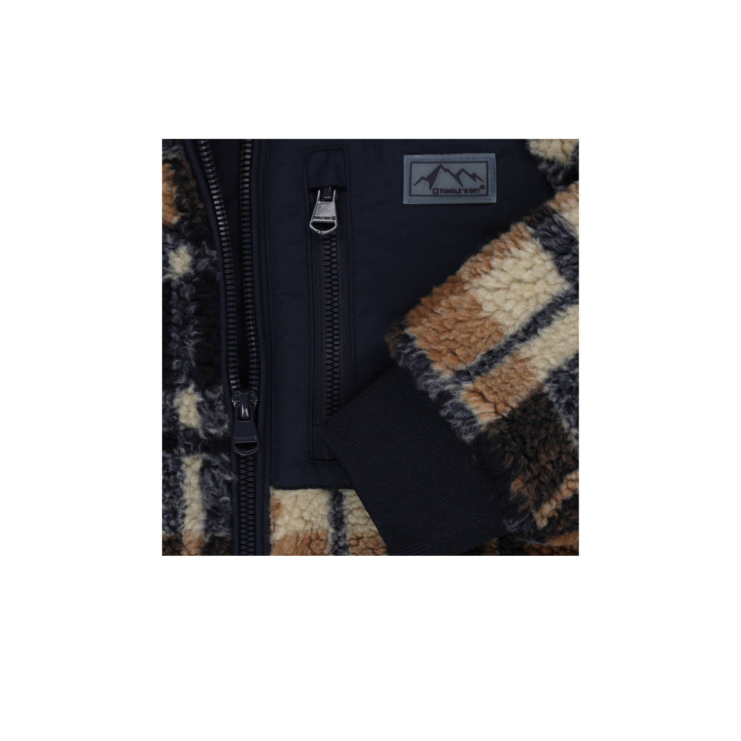 Tumble 'n Dry geruite teddy jas Stuttgart donkerblauw beige bruin