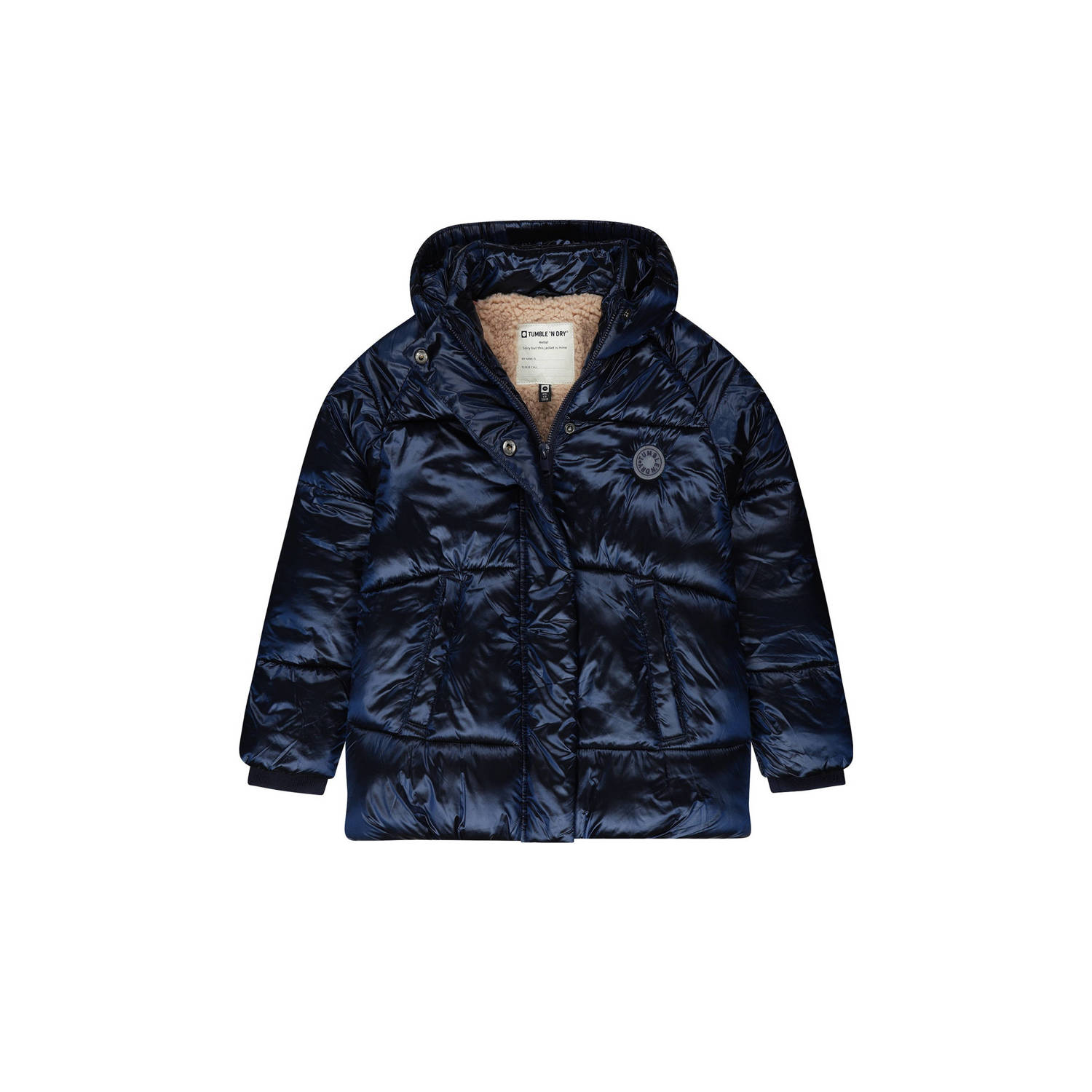 Tumble 'n Dry gewatteerde winterjas Rostock donkerblauw metallic Meisjes Polyamide Capuchon 158 164