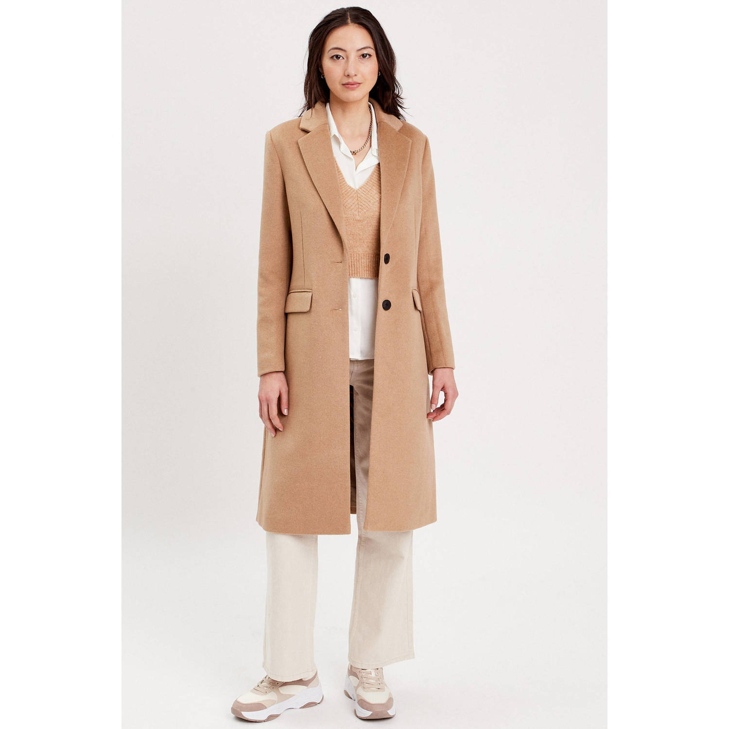 Cache jas met wol camel