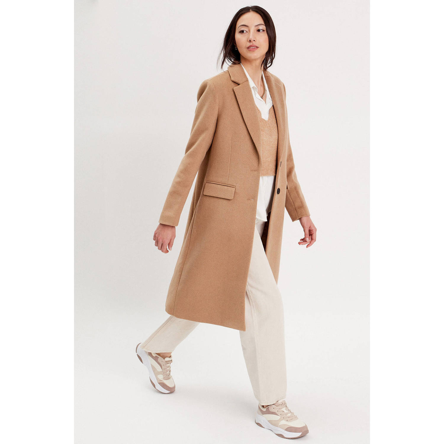 Cache jas met wol camel
