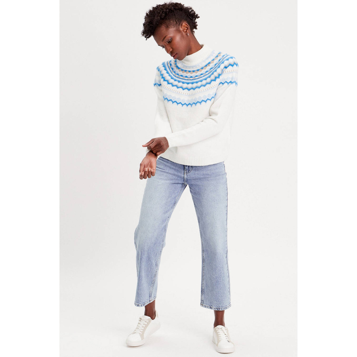 Cache cropped high waist straight leg jeans light blue