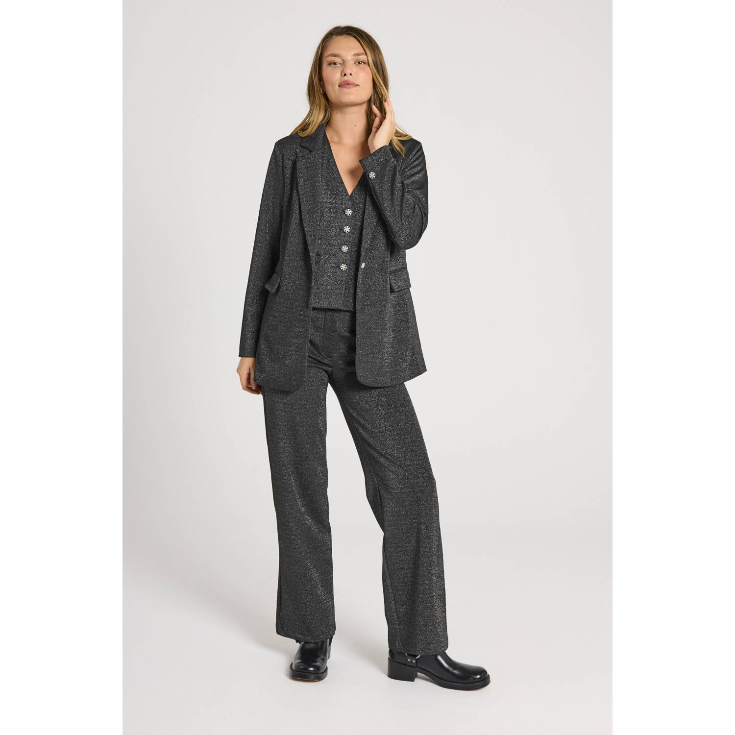 FREEQUENT loose fit broek FQNANNILUX zwart