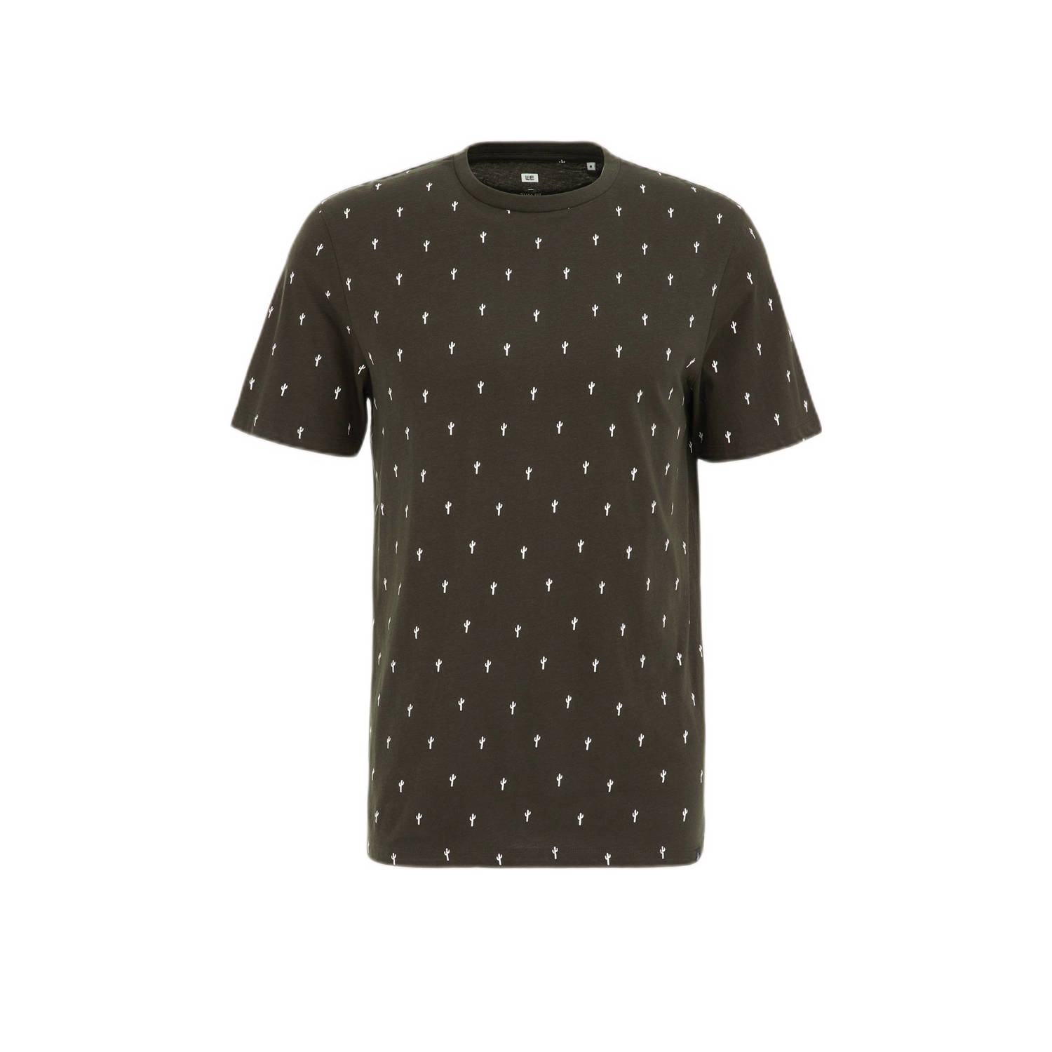 WE Fashion slim fit T-shirt met all over print heavy army