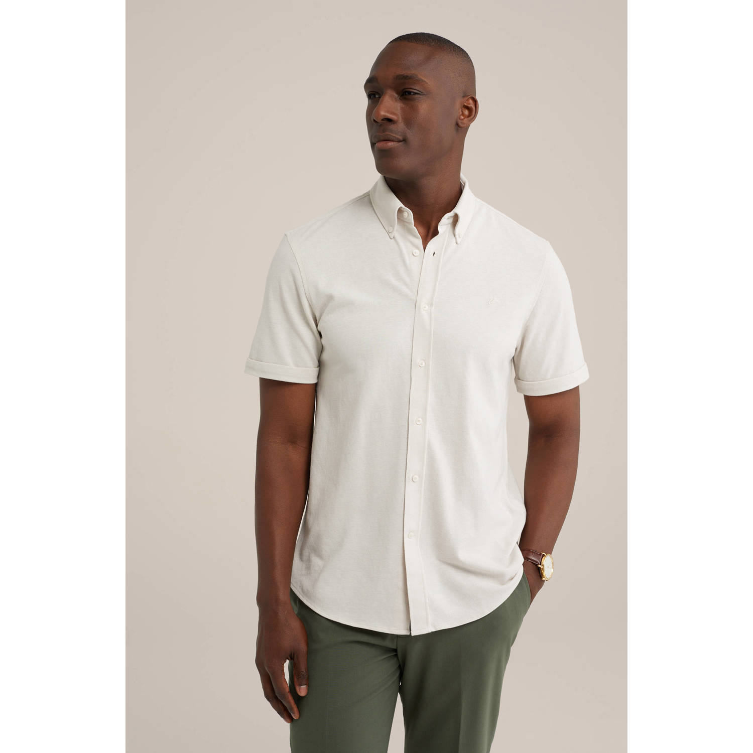 WE Fashion WE Fundamentals slim fit overhemd ecru