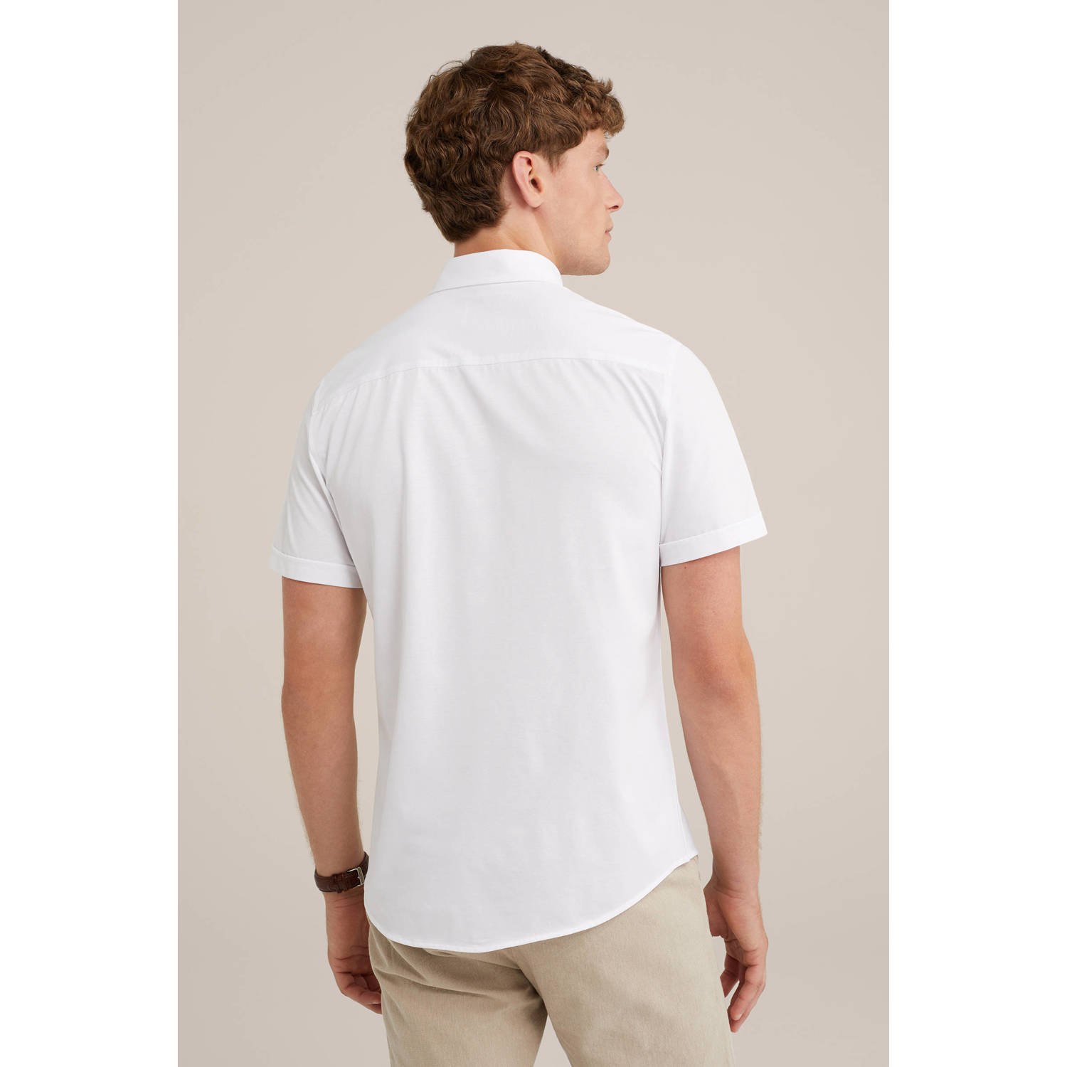 WE Fashion slim fit overhemd met logo white uni