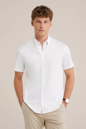 slim fit overhemd met logo white uni