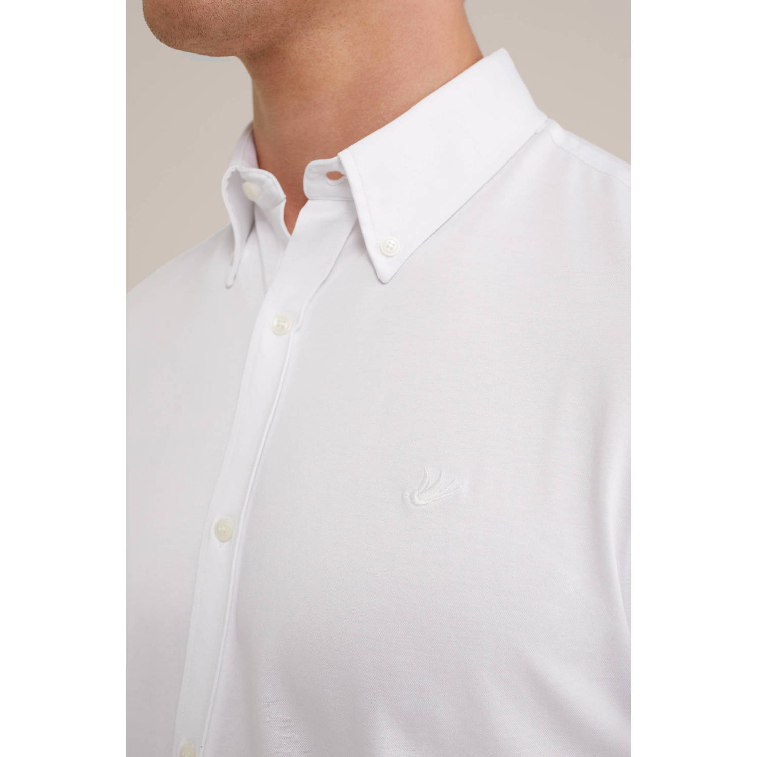 WE Fashion slim fit overhemd met logo white uni