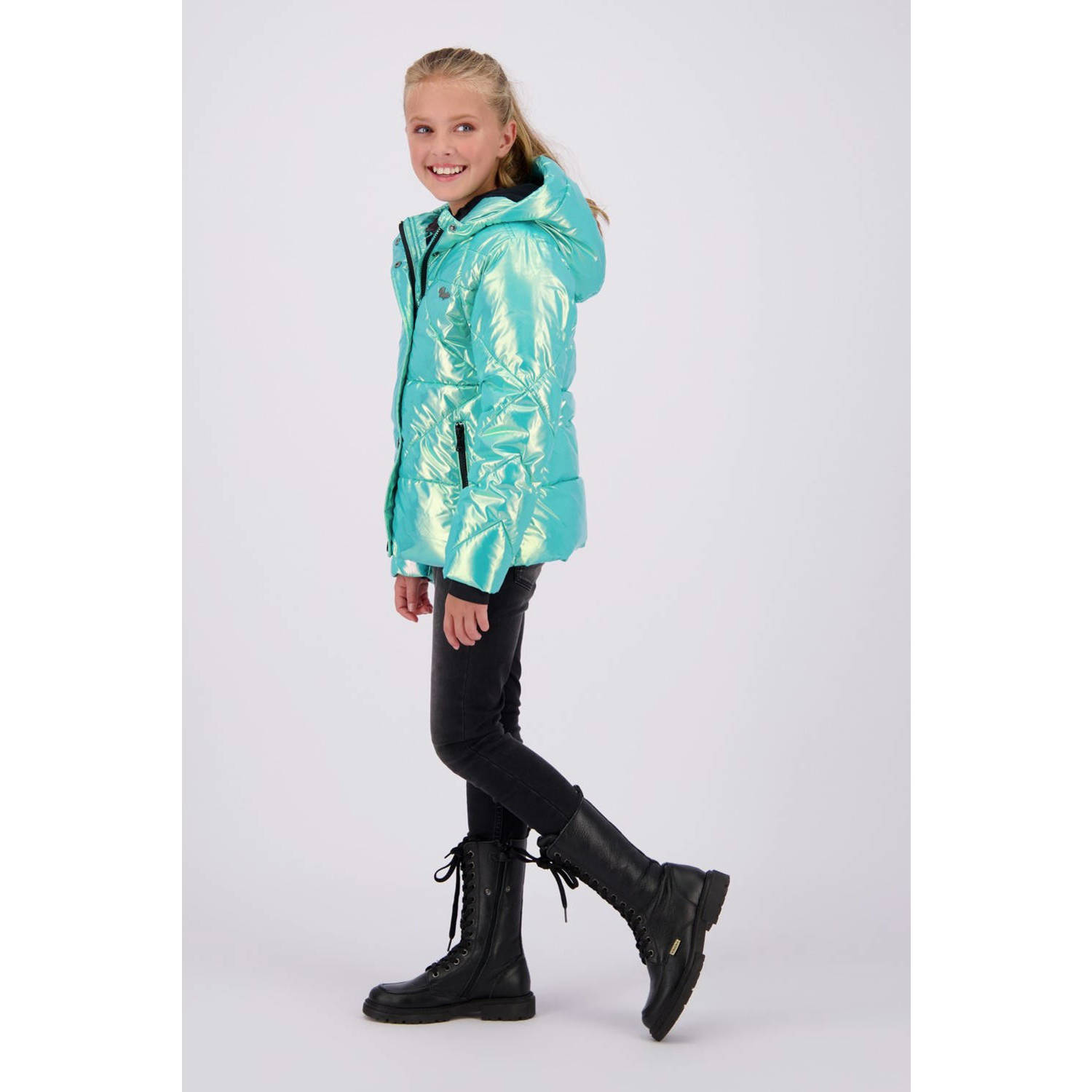 Vingino gewatteerde winterjas Teila turquoise metallic