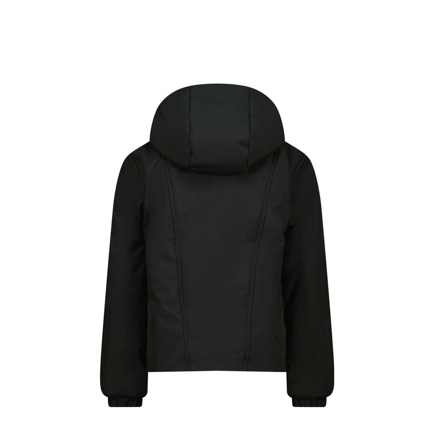 Vingino reversible gewatteerde imitatiebont winterjas Tabra met panterprint zwart bruin