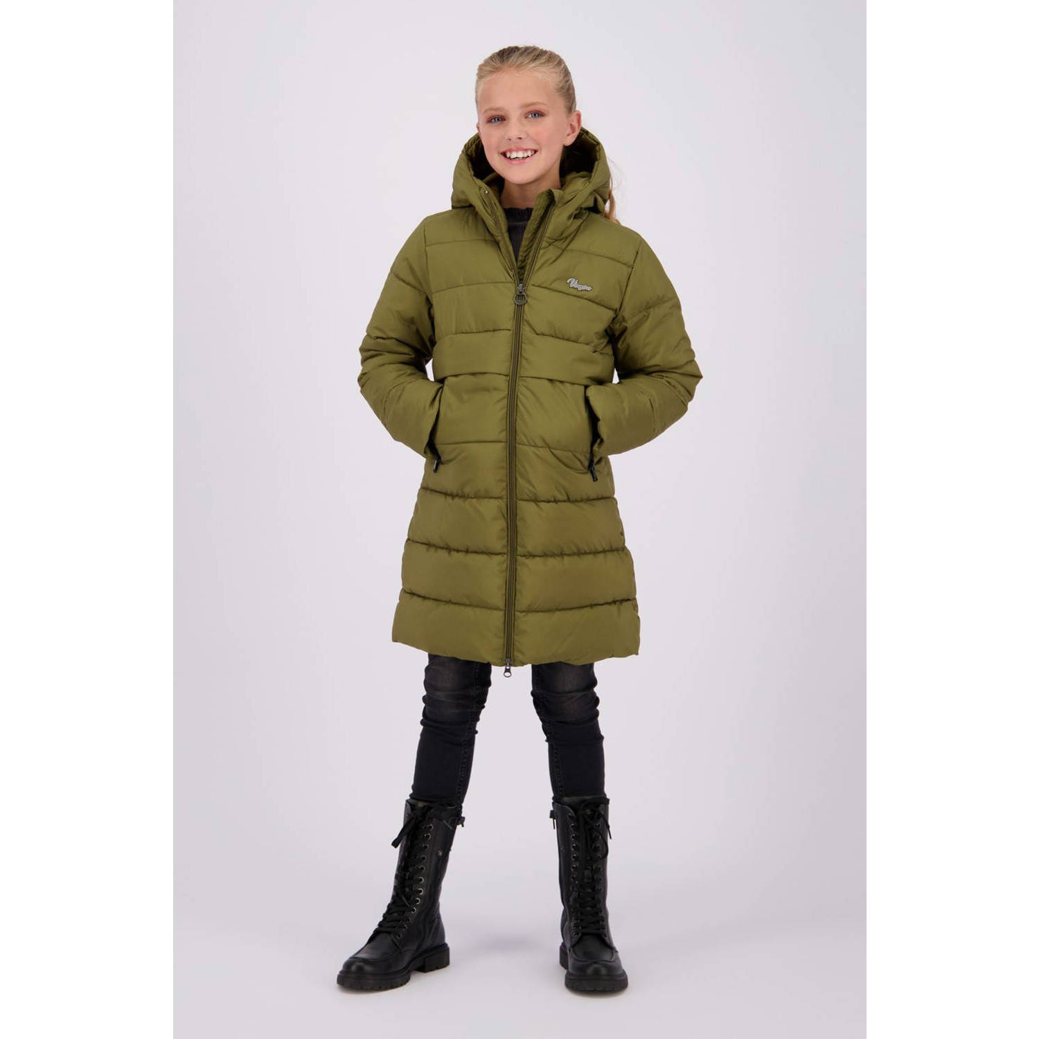VINGINO gewatteerde winterjas Tinja olijfgroen Meisjes Polyester Capuchon 116