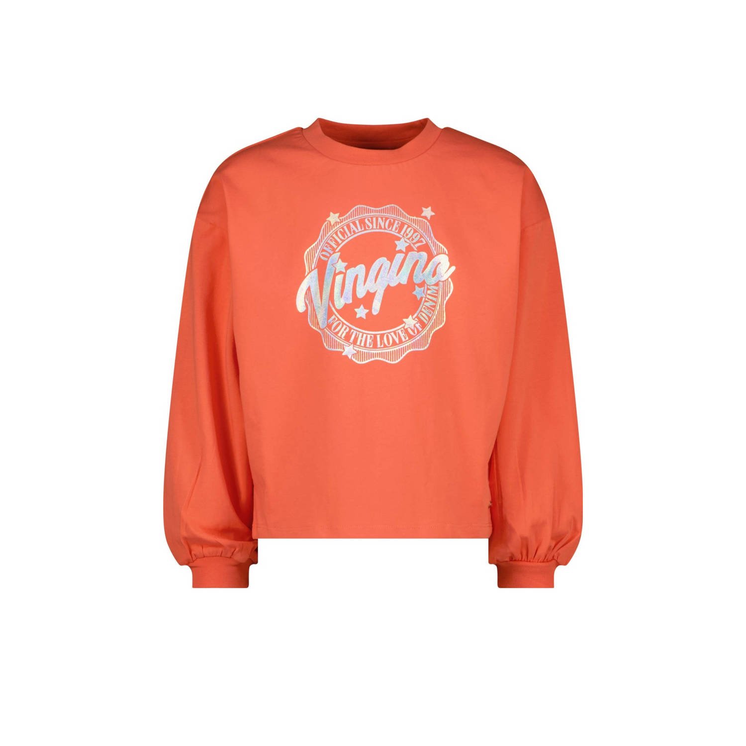 VINGINO sweater Jazzlin met printopdruk koraaloranje Printopdruk 104