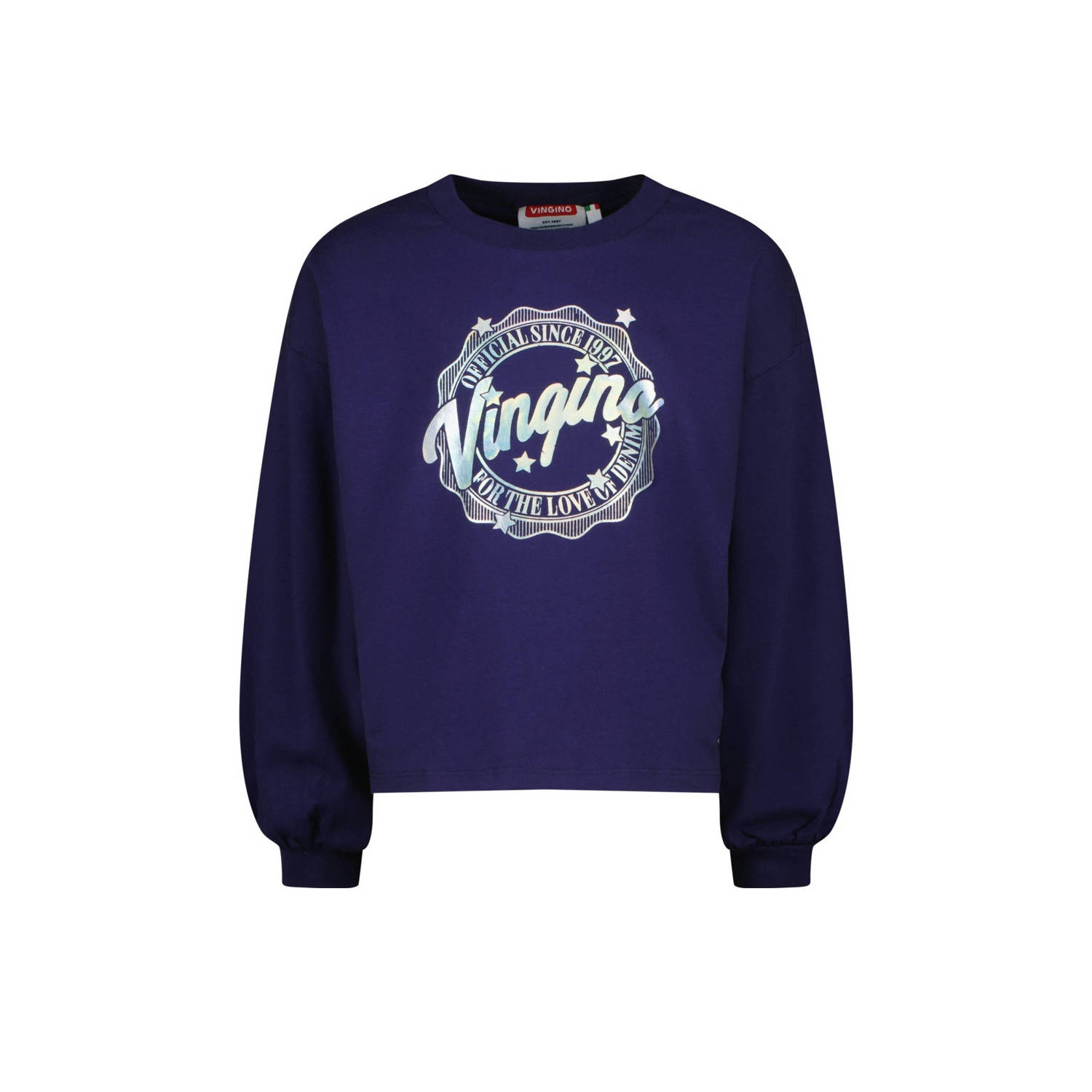 VINGINO sweater Jazzlin met printopdruk donkerblauw Printopdruk 116