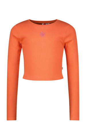 longsleeve Basic met printopdruk koraaloranje