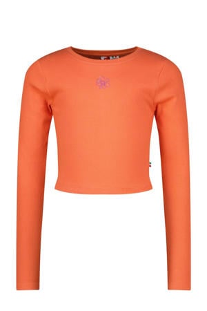 longsleeve Basic met printopdruk koraaloranje
