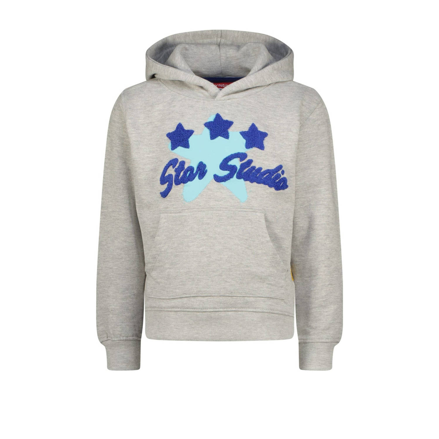 Vingino hoodie Noriny met backprint lichtgrijs melange