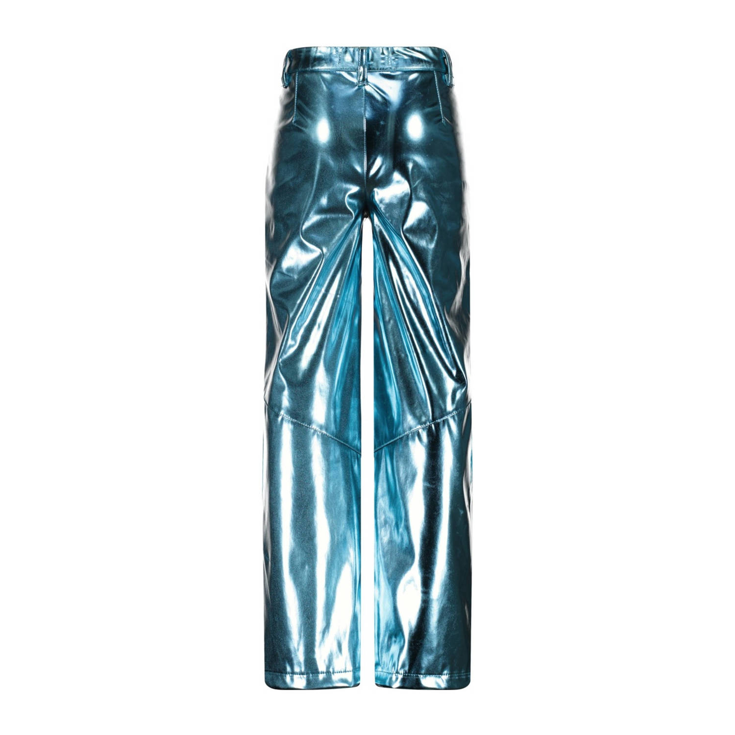 Vingino metallic high waist wide leg broek Sis blauw metallic