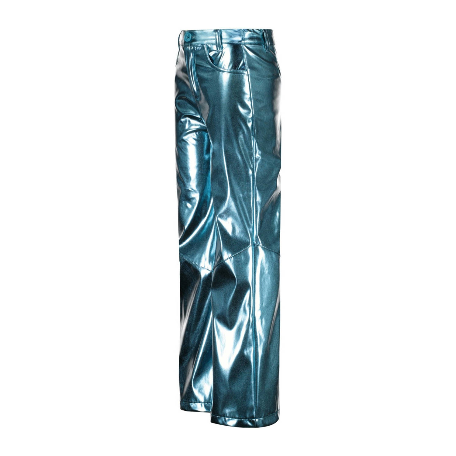 Vingino metallic high waist wide leg broek Sis blauw metallic