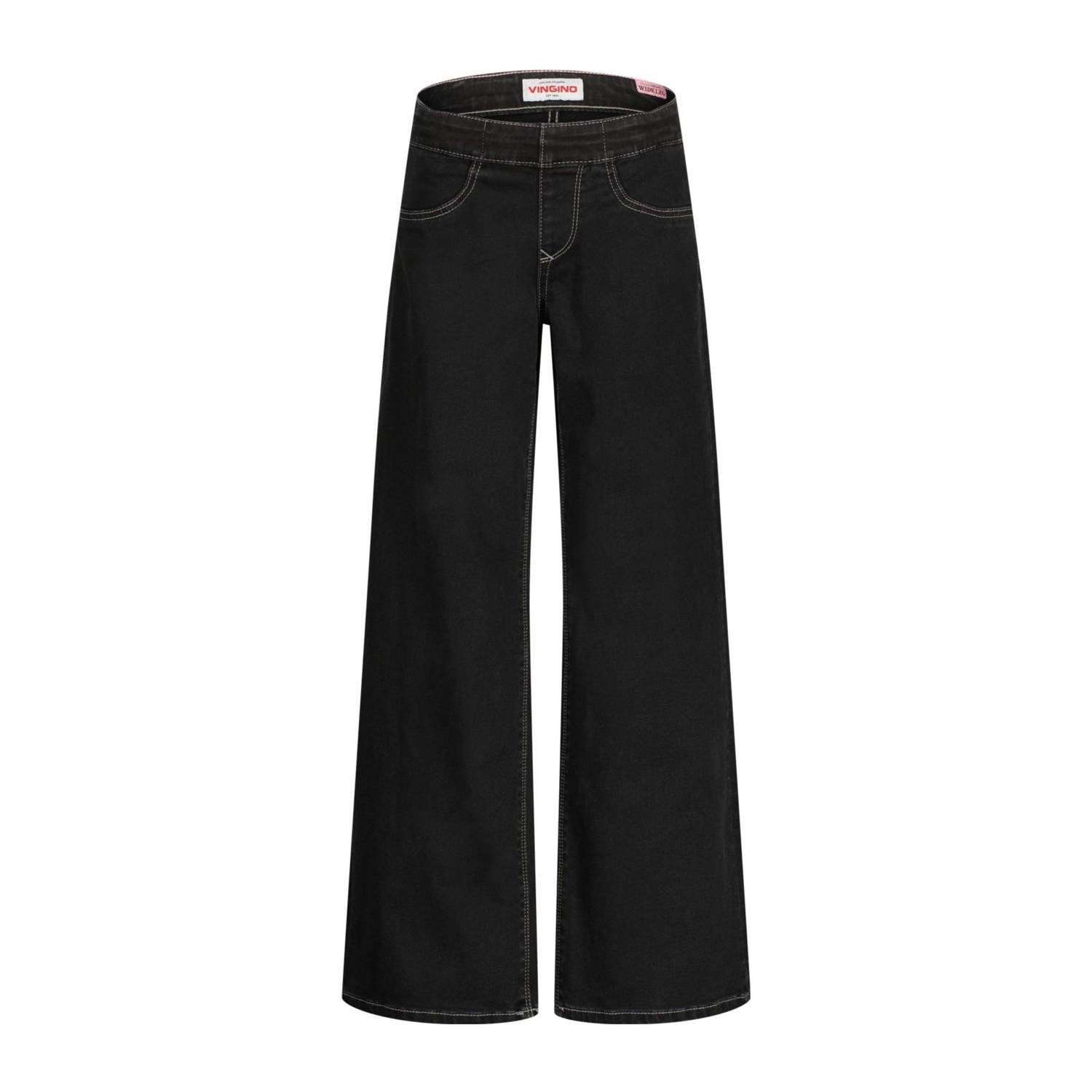 VINGINO high waist wide leg jeans Bellini black denim Zwart Meisjes Stretchdenim 104