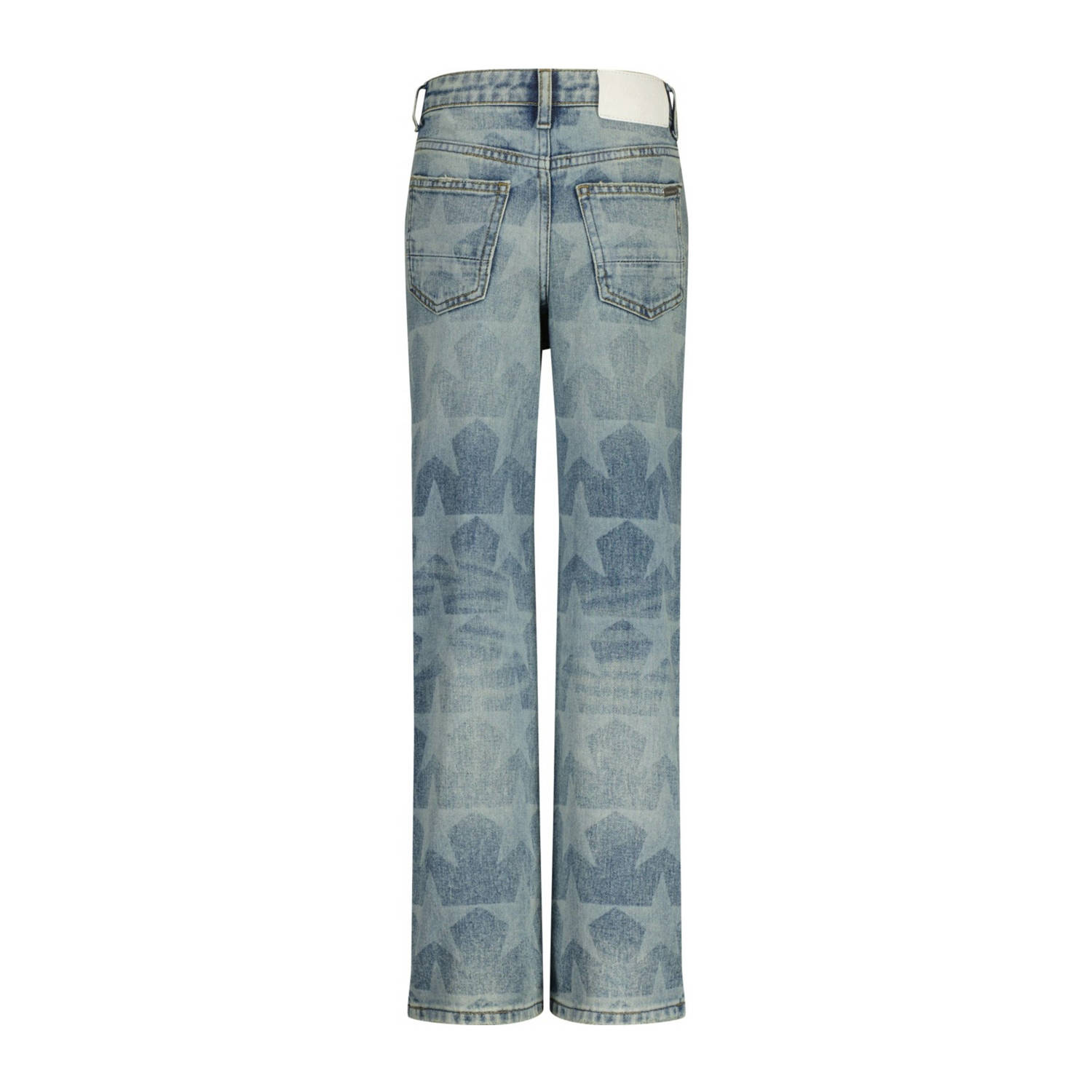 Vingino high waist wide leg jeans Cato Laser Star met sterren blue vintage