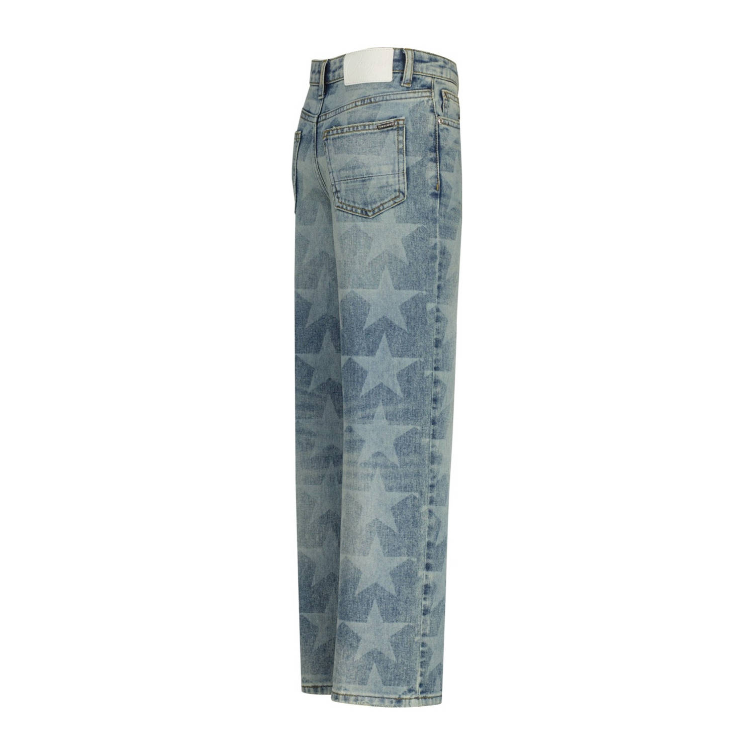 Vingino high waist wide leg jeans Cato Laser Star met sterren blue vintage