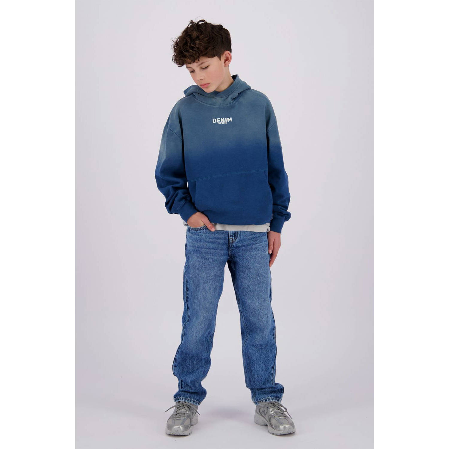 VINGINO loose fit jeans Castiano blue vintage Blauw Jongens Denim Effen 122