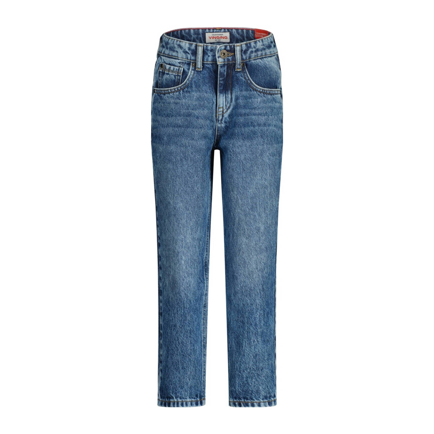 VINGINO loose fit jeans Castiano blue vintage Blauw Jongens Denim Effen 134