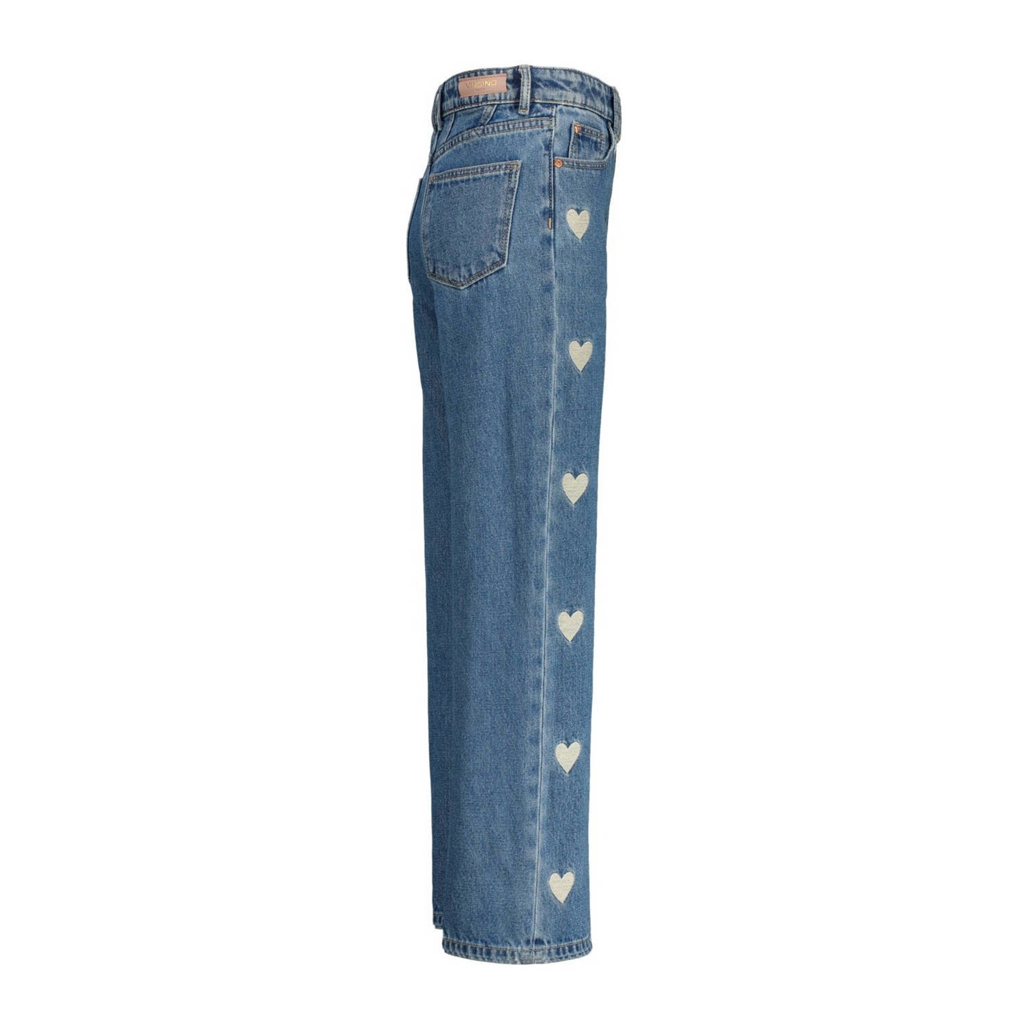 Vingino high waist wide leg jeans Cato Heart met hartjes light vintage