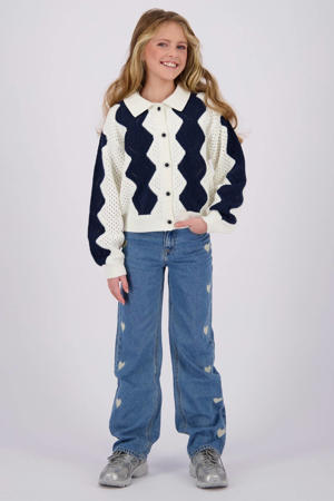 high waist wide leg jeans Cato Heart met hartjes light vintage